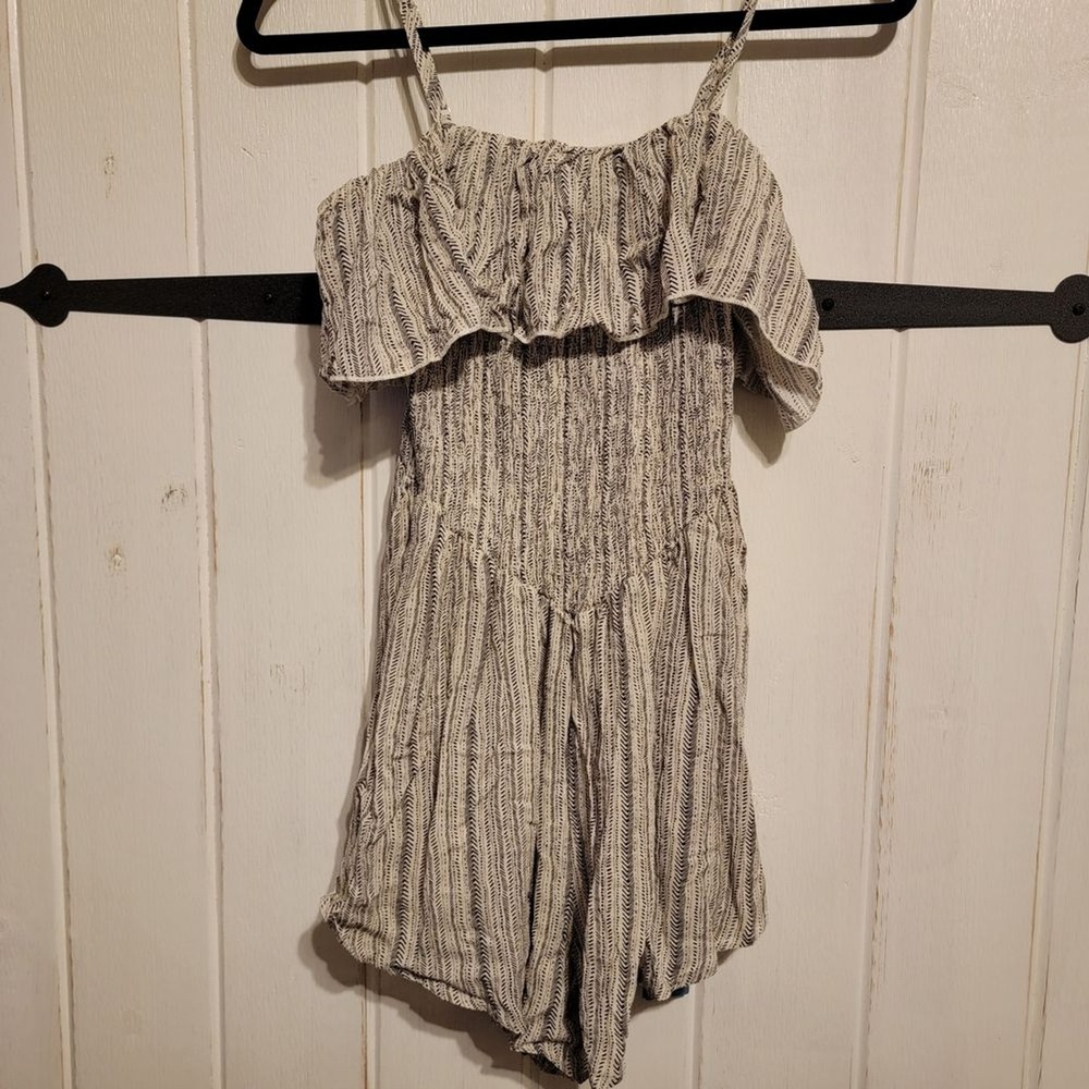 Cupshe Womens Romper Striped Off-Shoulder Square Neck Size Medium - Picture 2 of 6